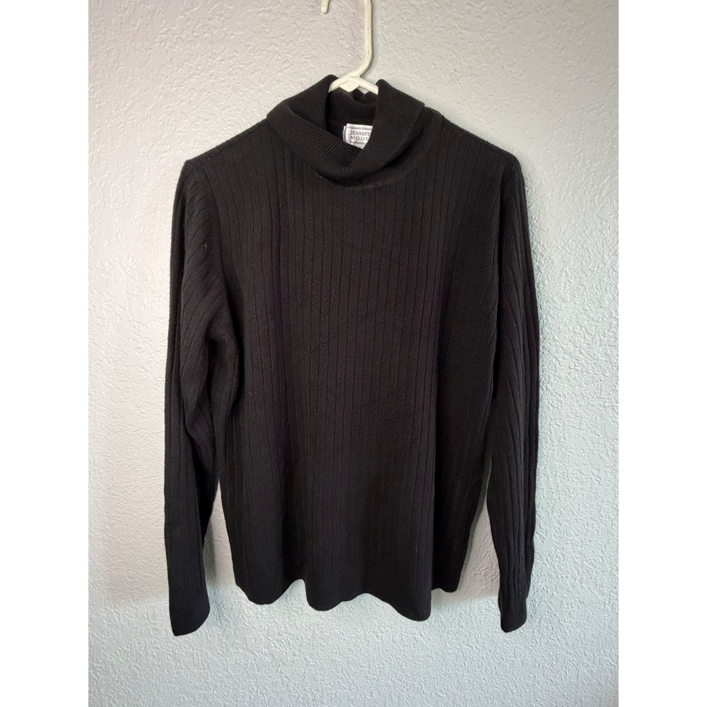 Ribbed Jennifer Moore Turtleneck Sweater Women Large Black Excellent
